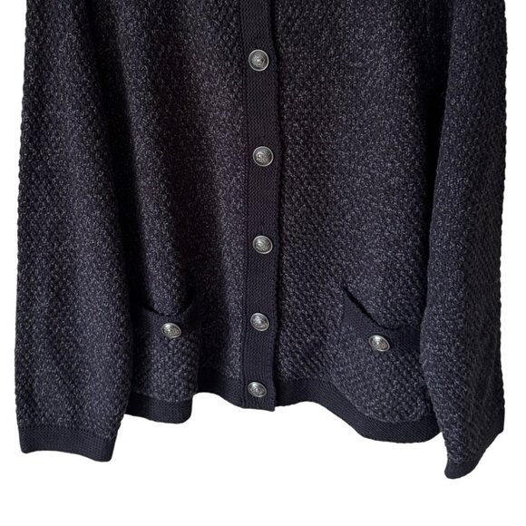 Torrid Button Up Cardigan Sweater Deep Black Marled Silver Buttons Cotton Blend - Picture 15 of 16